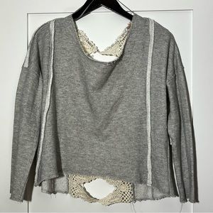 Free People Victorian Lace Pullover in Grey Heather - size small